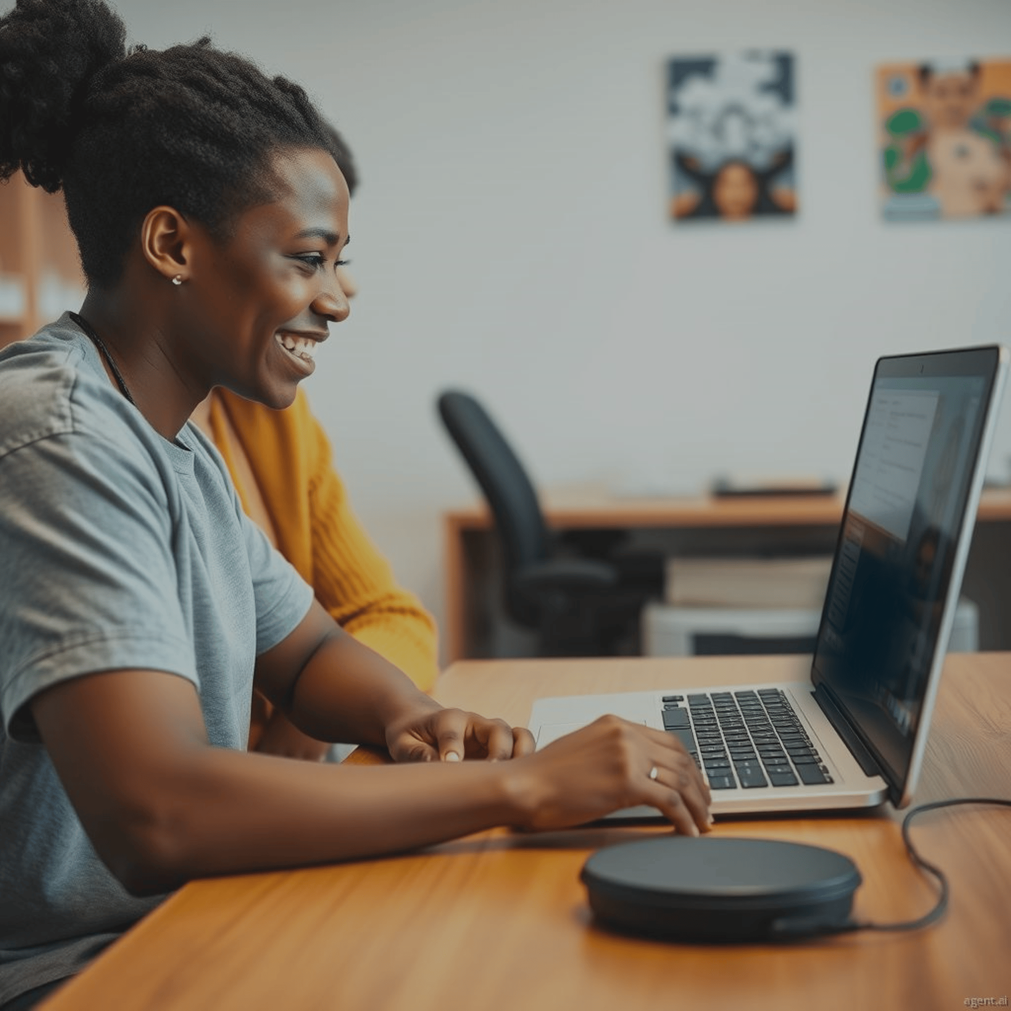 Student and mom at desk